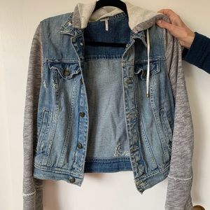 Free People Knit Hooded Denim Jacket